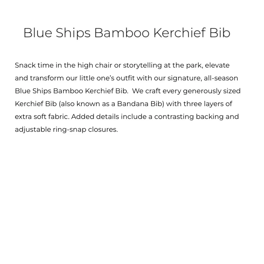 MilkBarn Blue Ships Bamboo Kerchief Bib